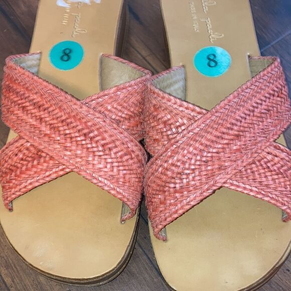 NWT Mila Paoli Size 8 Red Orange Woven Cross Strap Sandals Made in Italy 🇮🇹 - Picture 3 of 4